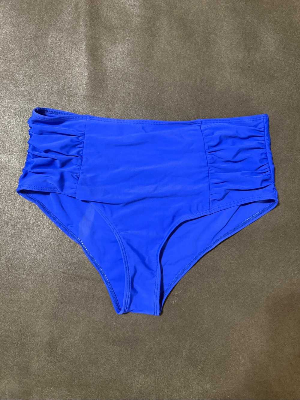 High-Waist Ruched Side Bikini Bottom - Cobalt Blue